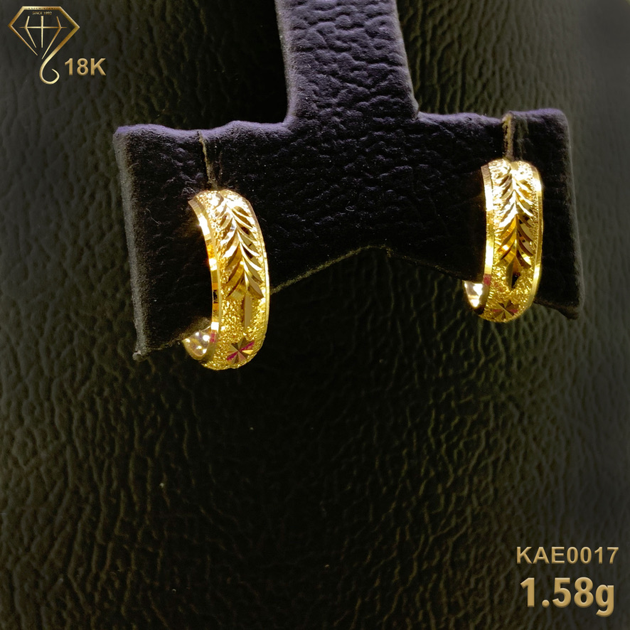 18K Gold Jewellery Earrings, 1.58g, KA-ER5021