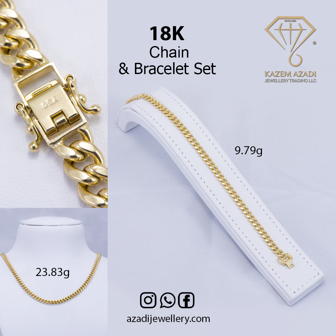 18K Gold Jewellery Chain with Bracelet 33.62g, KA-CHB6010 - Image 2