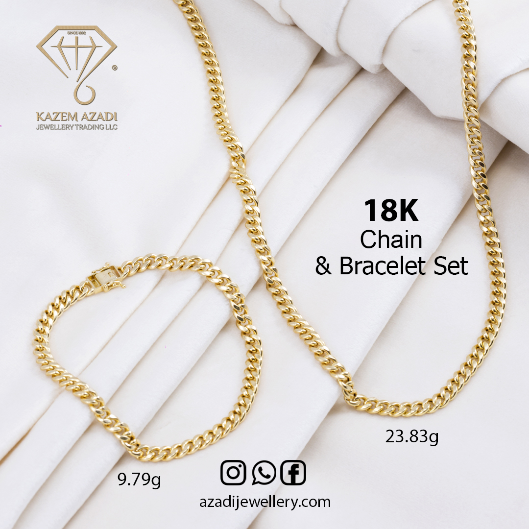 18K Gold Jewellery Chain with Bracelet 33.62g, KA-CHB6010