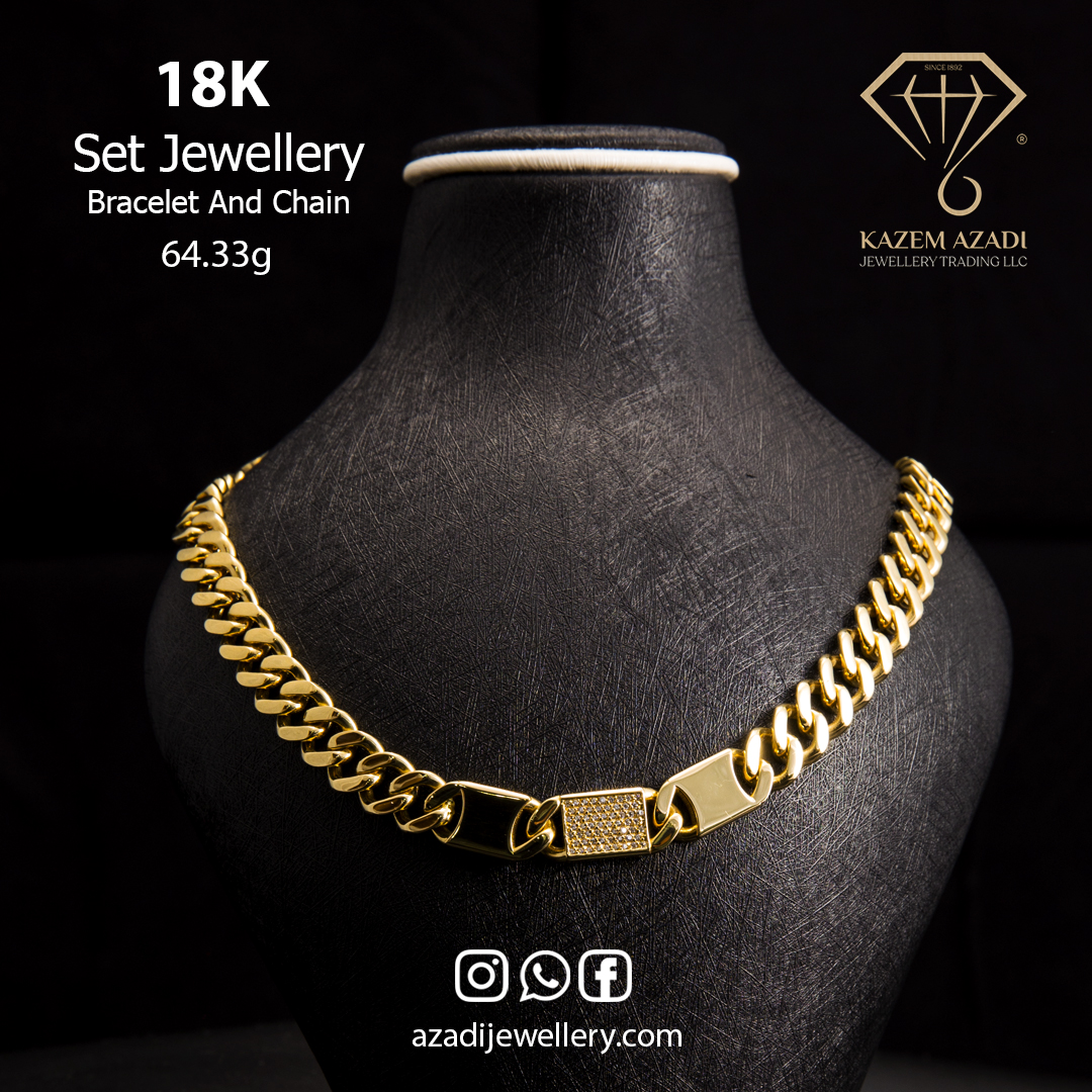 18K Gold Jewellery Chain with Bracelet 64.33g, KA-CHB6005 - Image 3