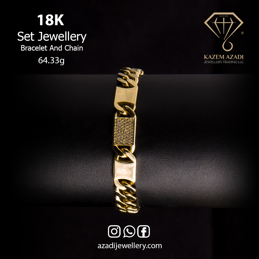 18K Gold Jewellery Chain with Bracelet 64.33g, KA-CHB6005 - Image 2