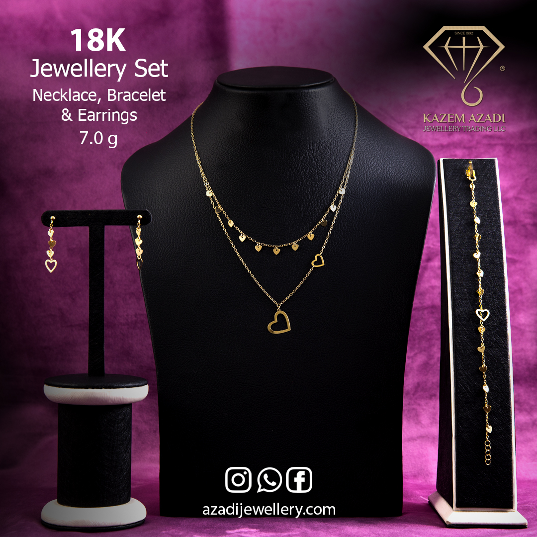 18K Gold Jewellery Full Set, 7g, KA-FS8026 | Kazem Azadi